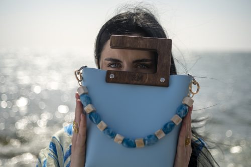Mini woody handmade leather bag