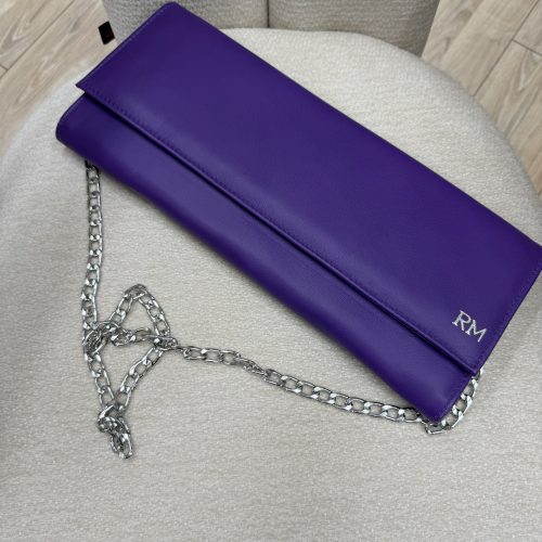Purple Leather Clutch Bag