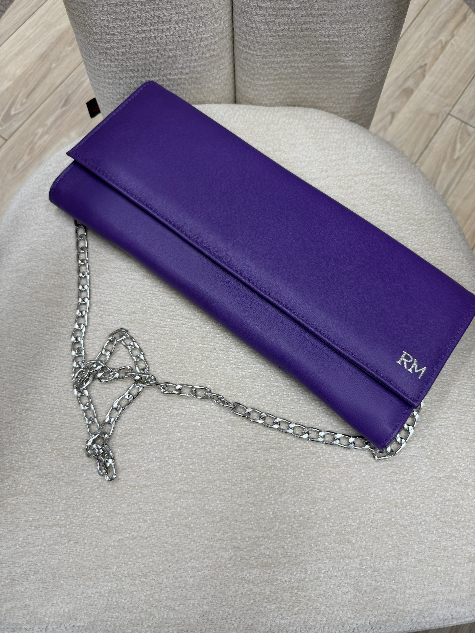 Purple Leather Clutch Bag